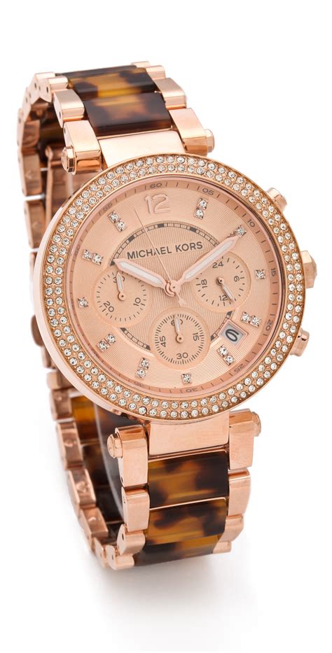 fake rose gold michael kors watch|michael kors parker chronograph watch.